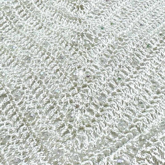 Sophie Chang Womens Dressy Rayon Beaded Crochet Blouse Ivory White Iridescent M - Picture 3 of 6